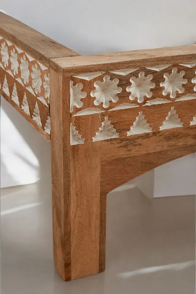 Marrakech Bed | Handcrafted Mango Wood Bed with Intricate Patterned Headboard | King & Queen Sizes | Living Furn India Bed  artisan bed jlhomedecor2021.myshopify.com