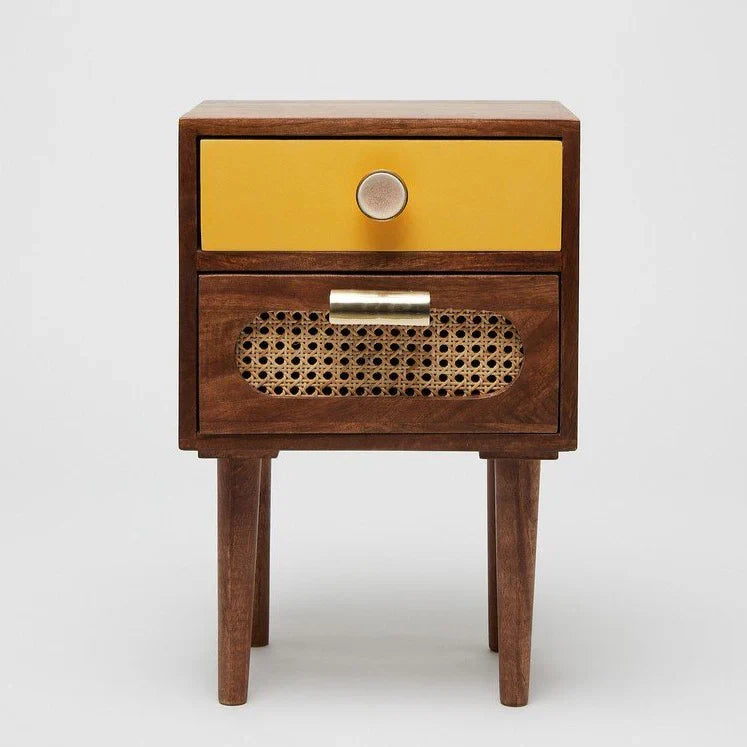 hand-woven bedside storage