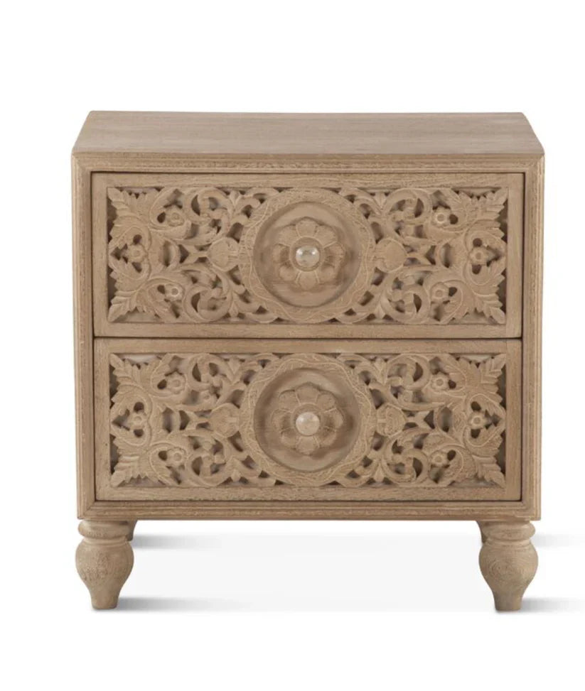 hand carved bedside table