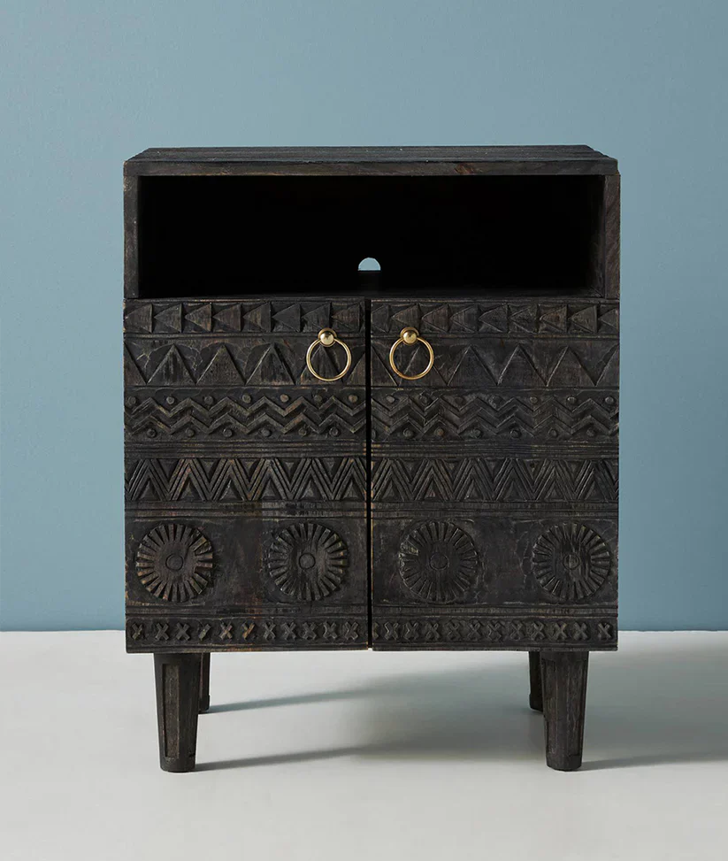 hand carved mango wood bedside 