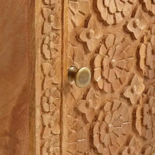 Hand Carved Floral Bedside Table Bedside Table  Artisan Craftsmanship jlhomedecor2021.myshopify.com