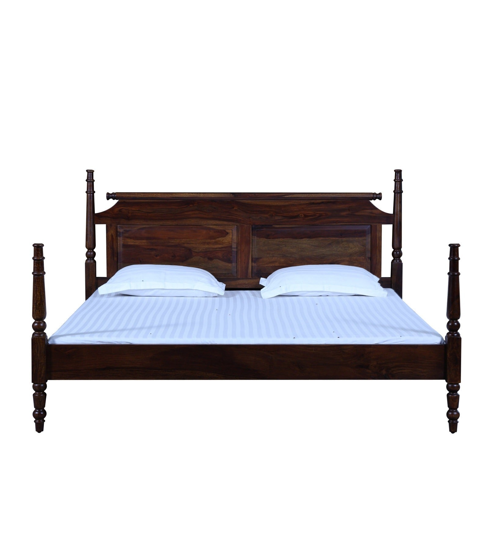 Majestic Splendor Poster Bed King Size Sheesham Wood | Classic Luxury Bedroom Furniture