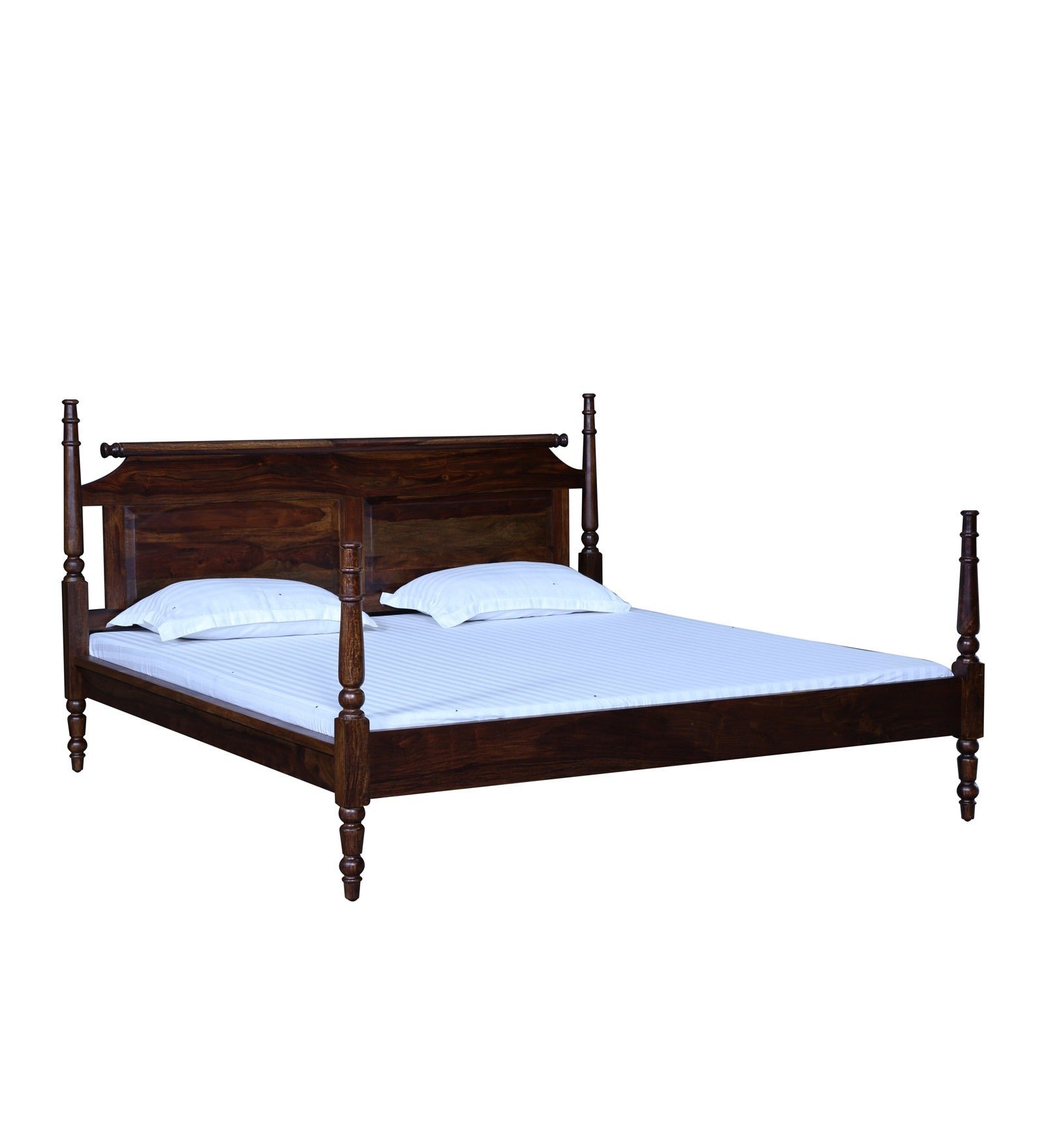 Majestic Splendor Poster Bed King Size Sheesham Wood | Classic Luxury Bedroom Furniture