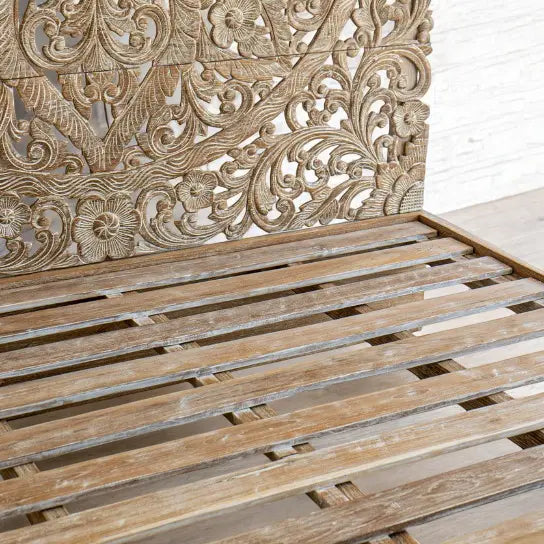Flower Hand Carved Taj King Bed | wood carving bed | wooden carving furniture design | double bed designs in wood Bed  4 6 bed​ jlhomedecor2021.myshopify.com