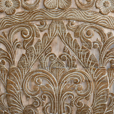 Flower Hand Carved Taj King Bed