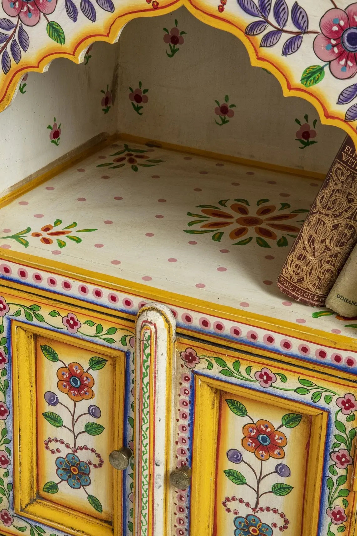 Indian Wooden Handmade Cream & Yellow Hand Painted Bedside Table, Home Decor Table,Bedroom Table,Side Table By J.L.HOME DECOR Bedside Table  bedroom table jlhomedecor2021.myshopify.com