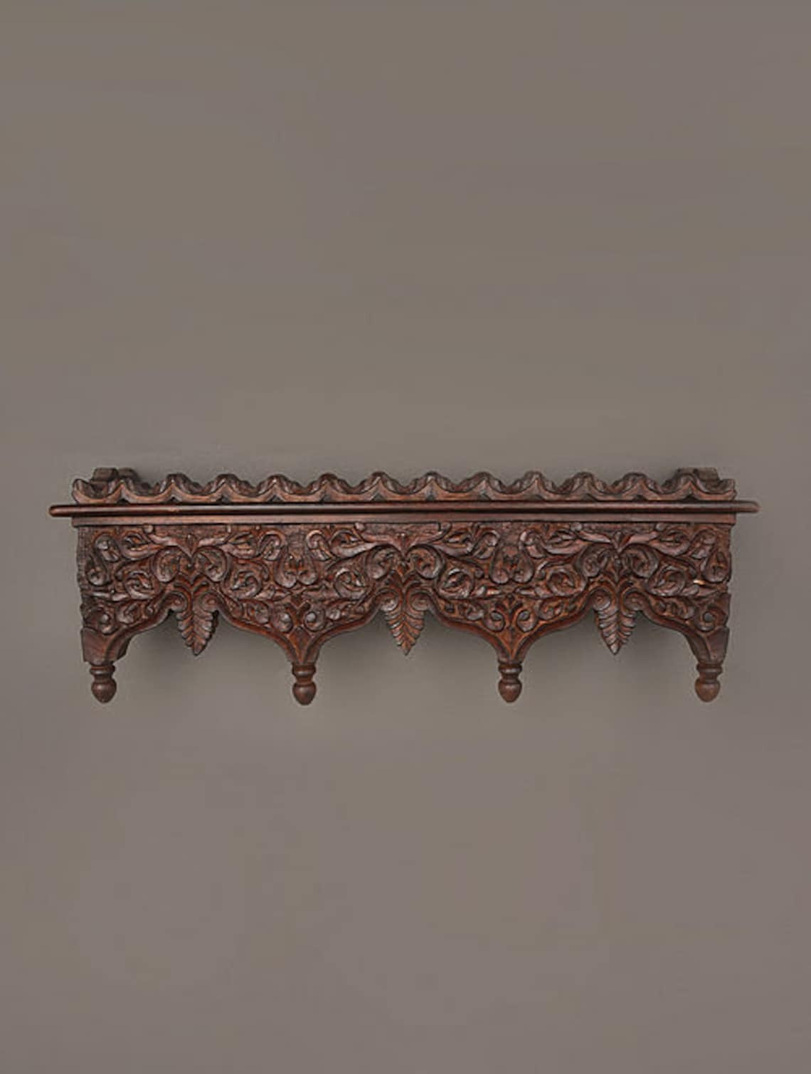 Handmade Indian Vintage Handcarved Wooden Wall Shelf || Original Hand Crafted Engraved by Artisan's of jodhpur - J.L.HOME DECOR