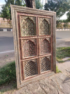Hand‑Carved Floral Wall Panel — Indian Mango Wood, Distressed Finish, 180 × 120 cms