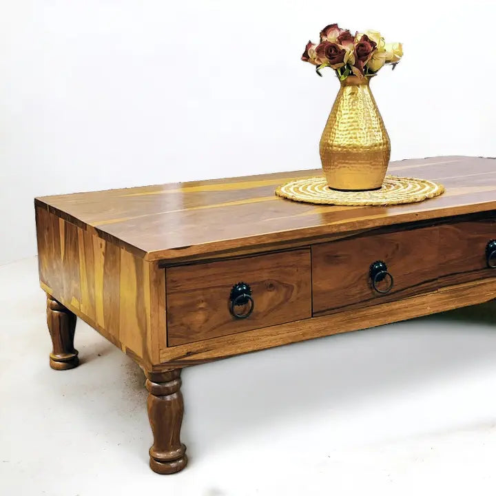 storage coffee tables/mid century modern coffee table/Coffee Table 4drawer Solid Wood coffee table  4 drawers jlhomedecor2021.myshopify.com