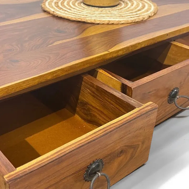 storage coffee tables/mid century modern coffee table/Coffee Table 4drawer Solid Wood coffee table  4 drawers jlhomedecor2021.myshopify.com