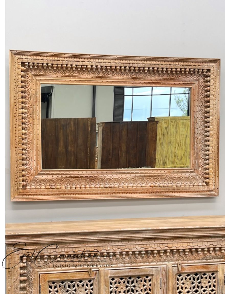 Elegance Revived Horizontal Mirror Antique Wooden Frame | Wall Decor Elegance