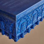 Hand‑Carved Mango Wood Floating Shelf — Jharokha Arch Design, Distressed Finish, 85 × 23 × 20 cm (6 kg)