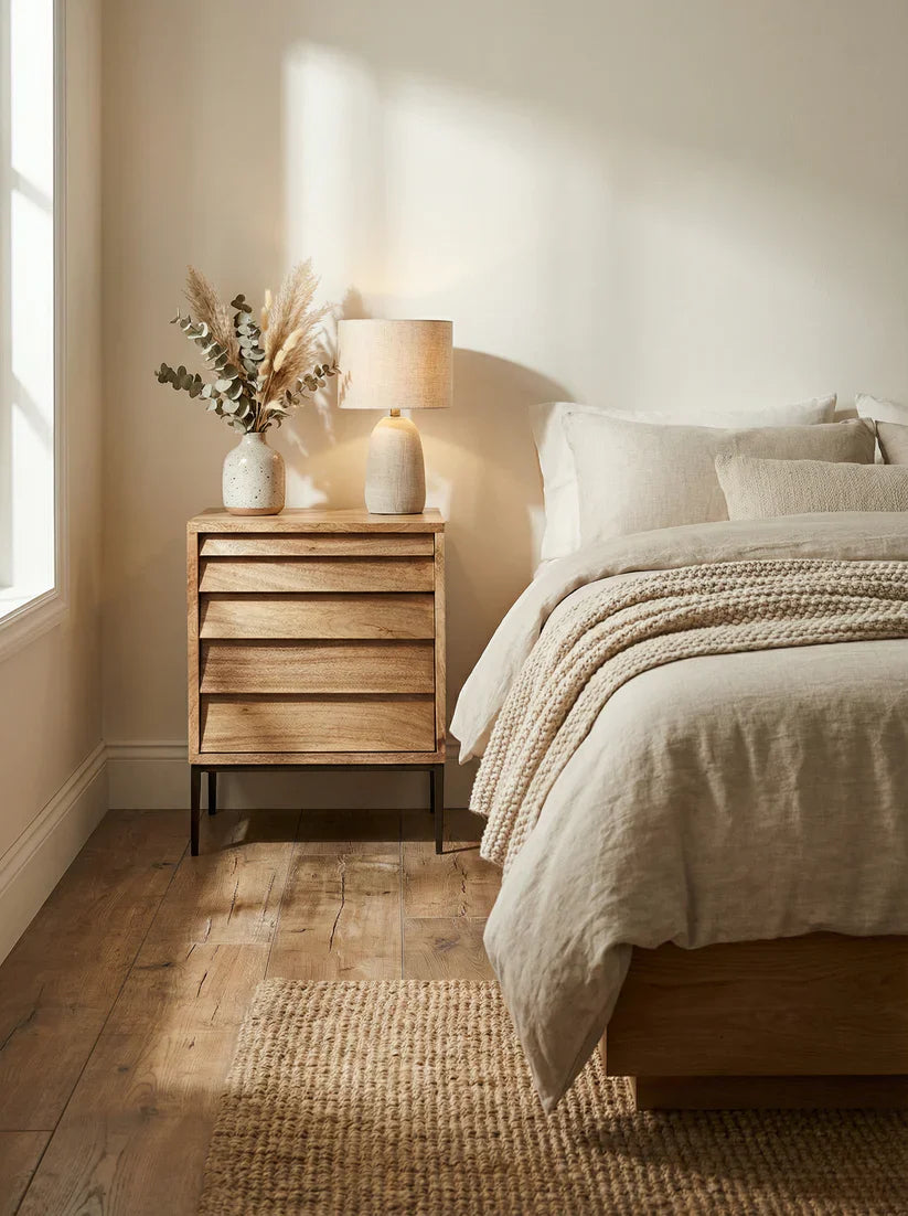 industrial vintage bedside natural