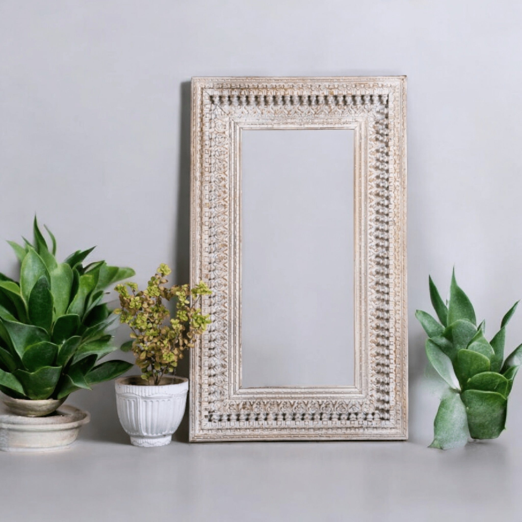 The Heirloom Chic Full-Length Mirror Frame | Customizable Mango Wood Decor