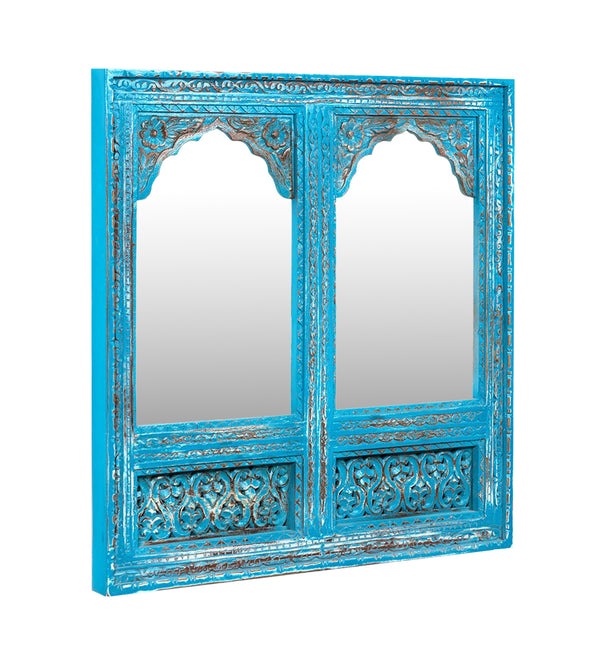 Decorative Mango Wood Mirrors - Two Sizes with Ornate Carvings