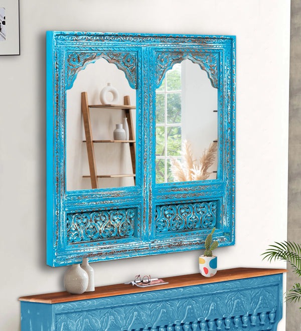 Decorative Mango Wood Mirrors - Two Sizes with Ornate Carvings