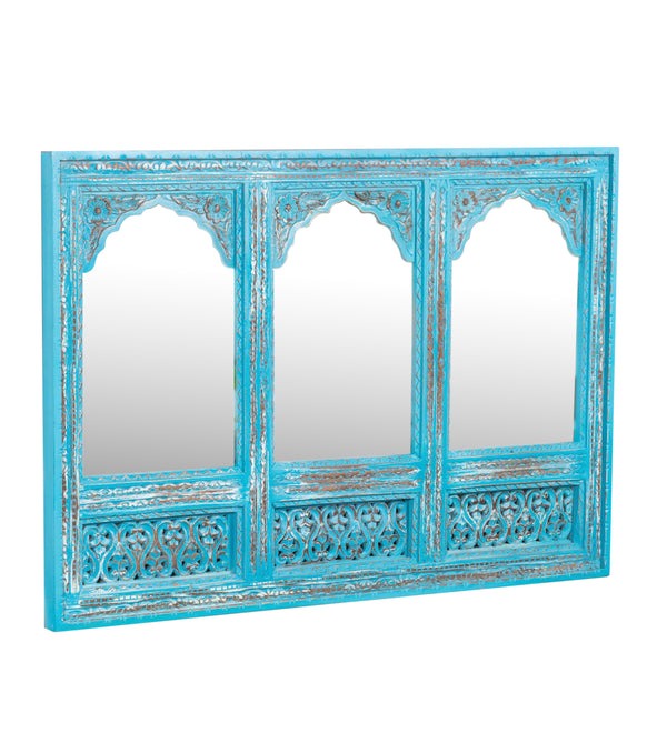 Decorative Mango Wood Mirrors - Two Sizes with Ornate Carvings