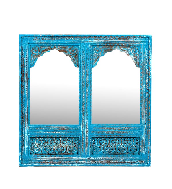 Decorative Mango Wood Mirrors - Two Sizes with Ornate Carvings