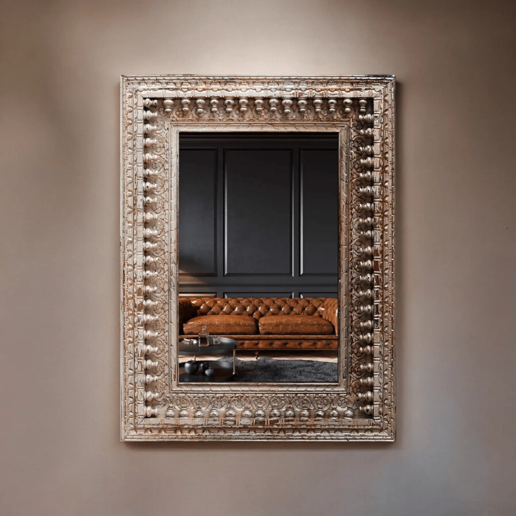 Vintage Elegance Antique Mirror in Frame | Mango Wood Wall Decor Mirror  aesthetic wall-mounted wood decor jlhomedecor2021.myshopify.com