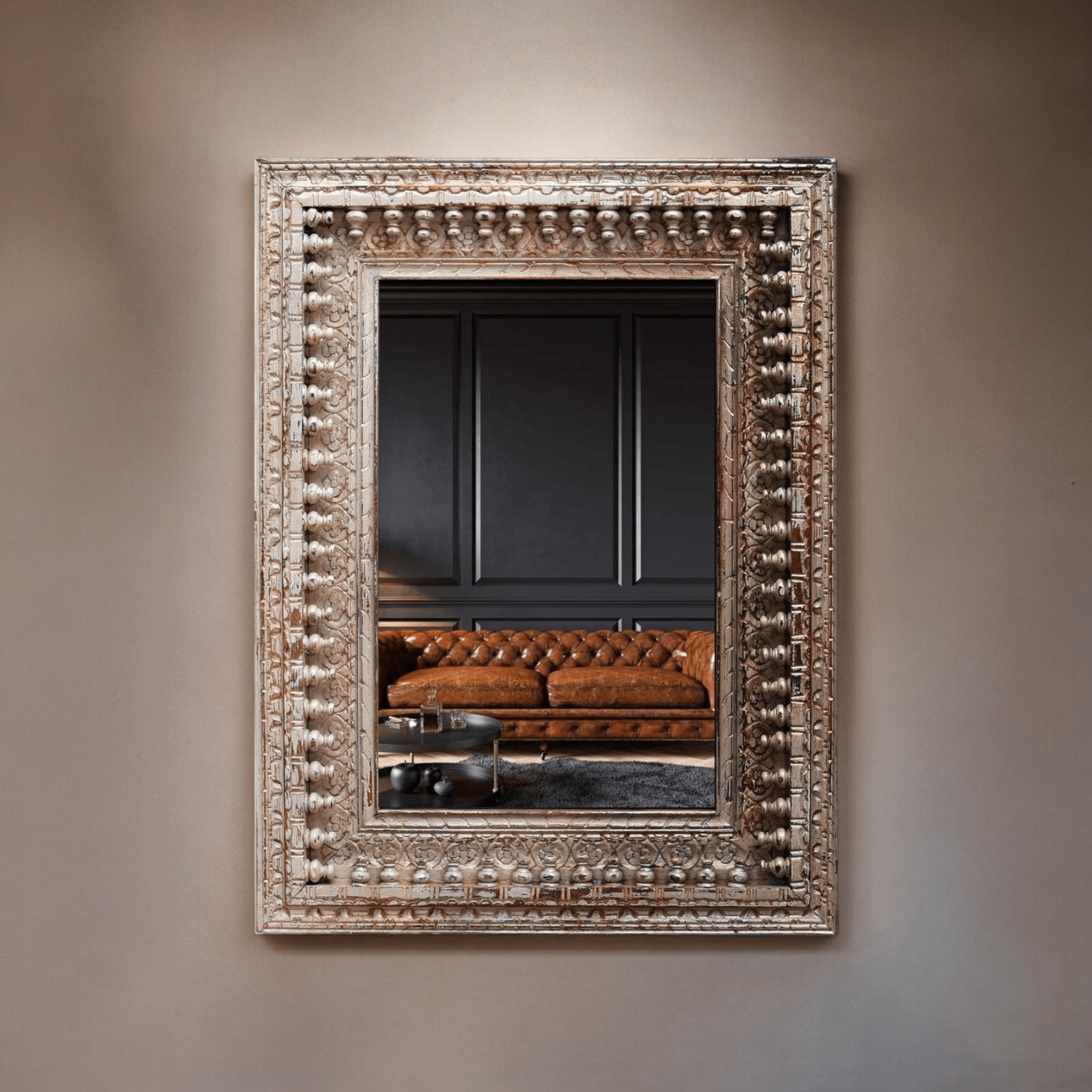 Vintage Elegance Antique Mirror in Frame | Mango Wood Wall Decor