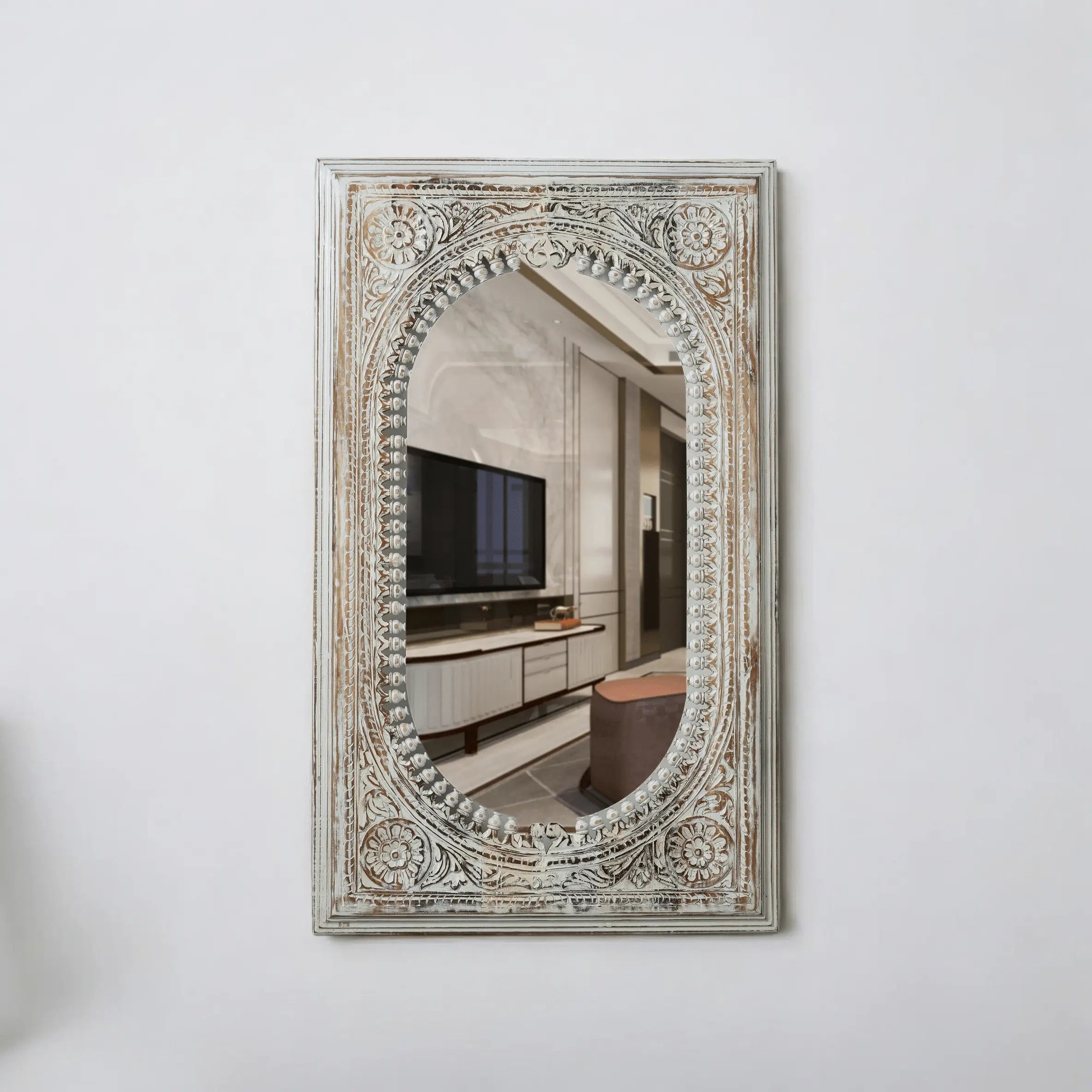 Timeless Grace Antique Wooden Frame Mirror | Vintage Wall Decor Mirror  bespoke bathroom mirror frame designs jlhomedecor2021.myshopify.com