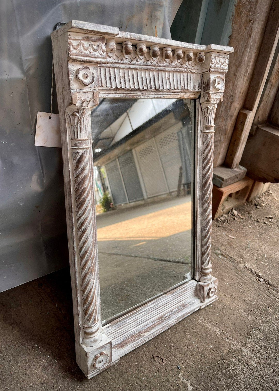Vintage Wooden Mirror Frame | Mango Wood Living Room Decor