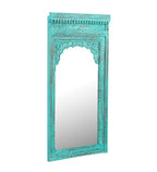 Decorative Wall Mirror - Mango Wood with Teal Distressed Finish