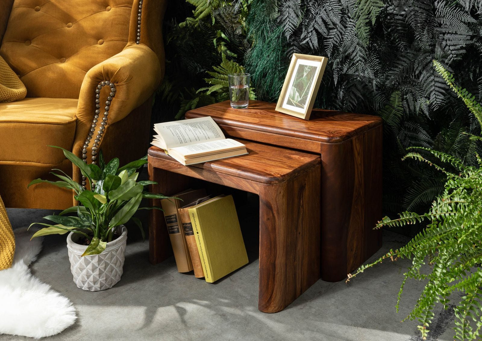 Side table Sheesham 59x30x41 walnut