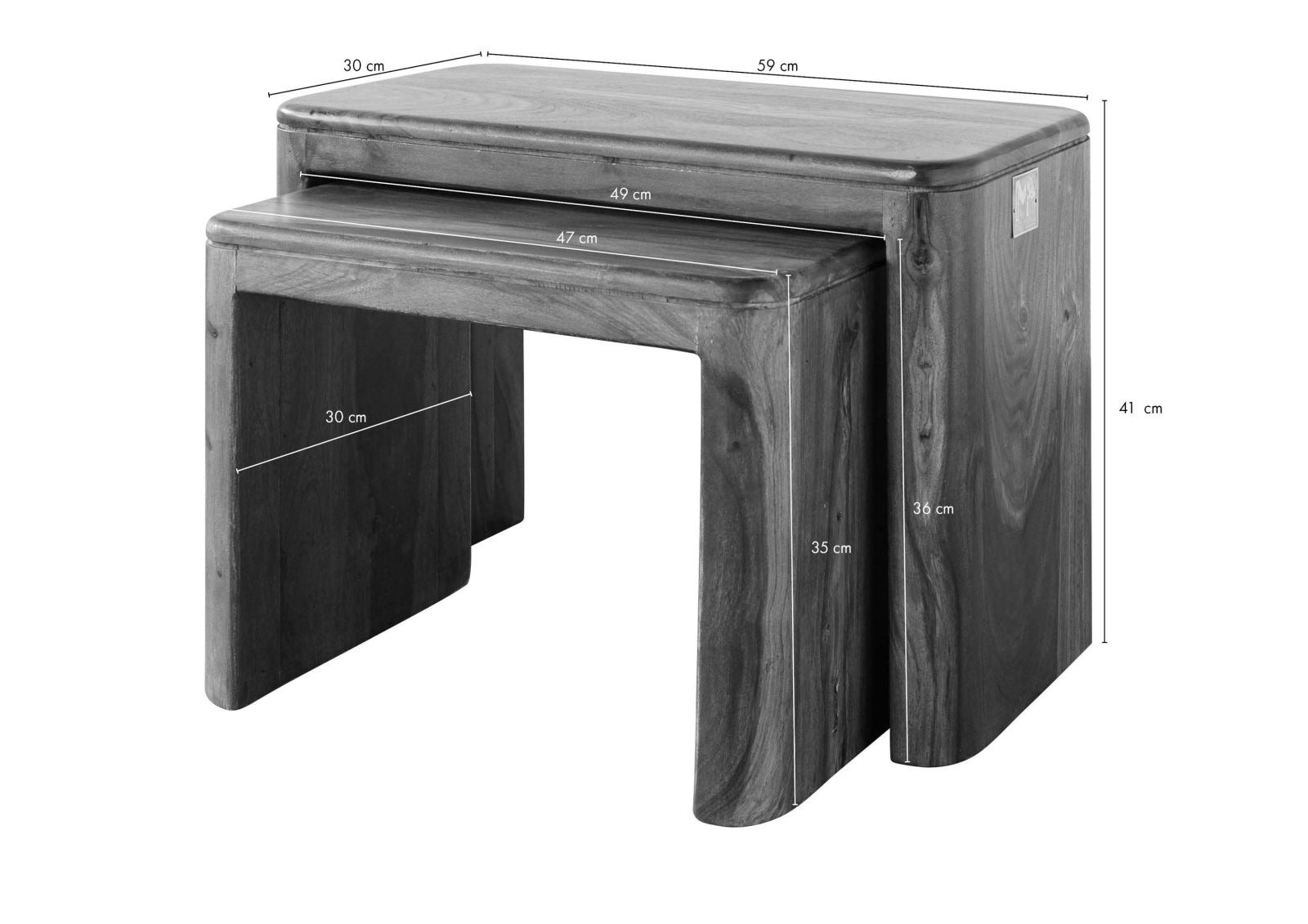 Side table Sheesham 59x30x41 walnut