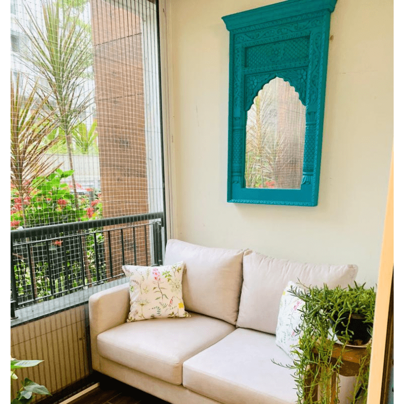 The Royal Jharokha Mirror | Hand-Carved Wooden Masterpiece