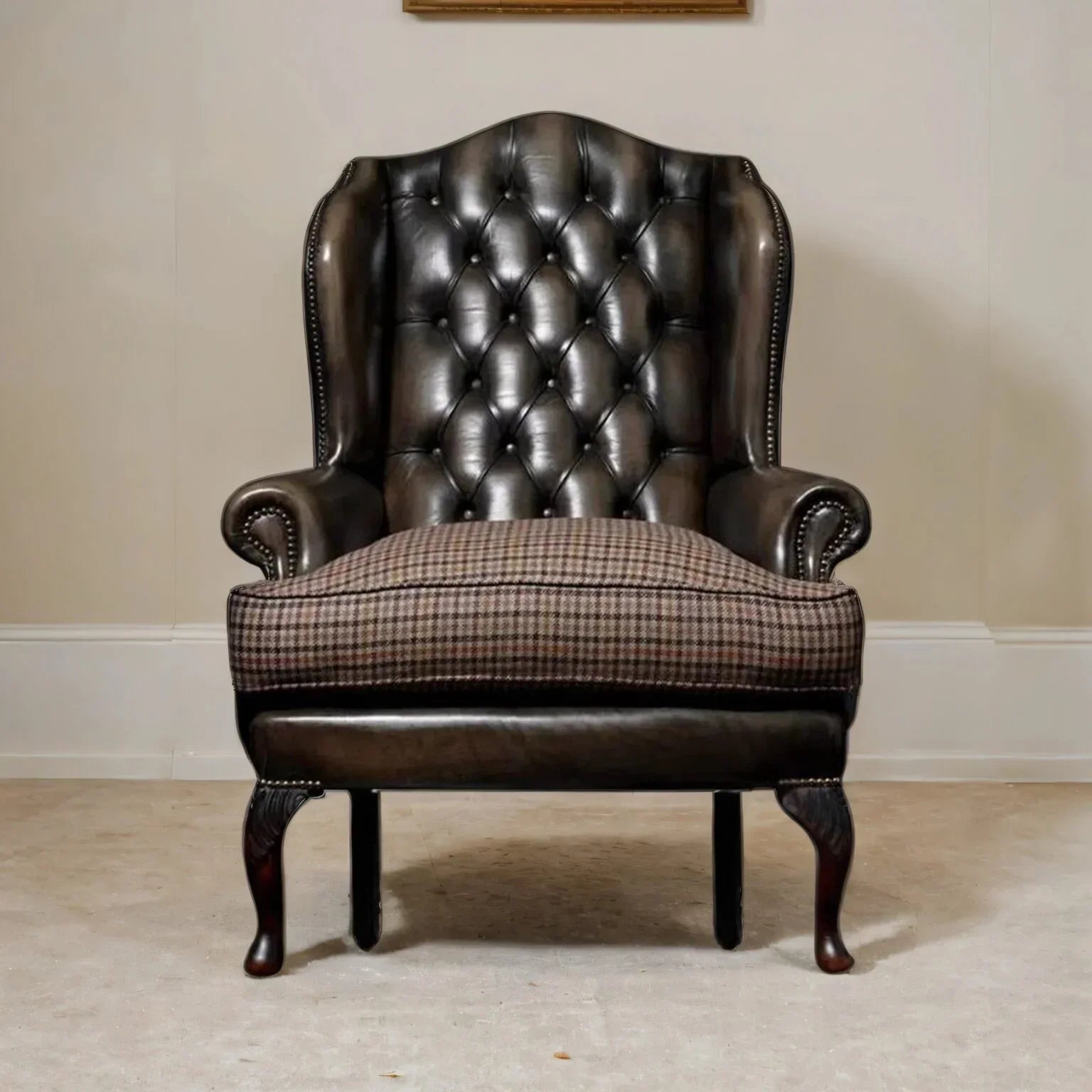 Victorian Sovereign Chesterfield Leather Chair – Handcrafted Brown Elegance by J.L.HOME DECOR