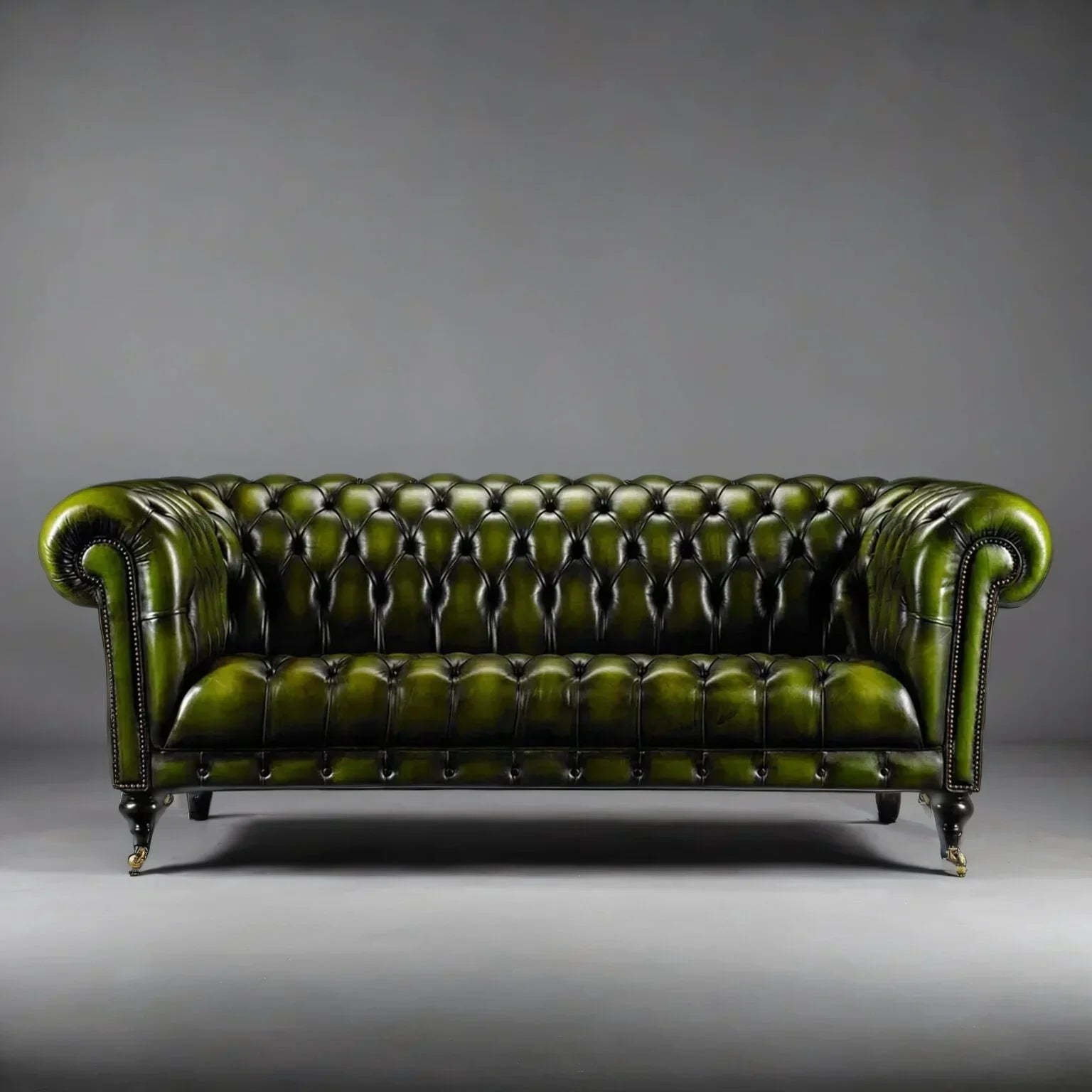 Emerald Elegance Chesterfield 3-Seater Leather Sofa – Handcrafted Comfort by J.L.HOME DECOR