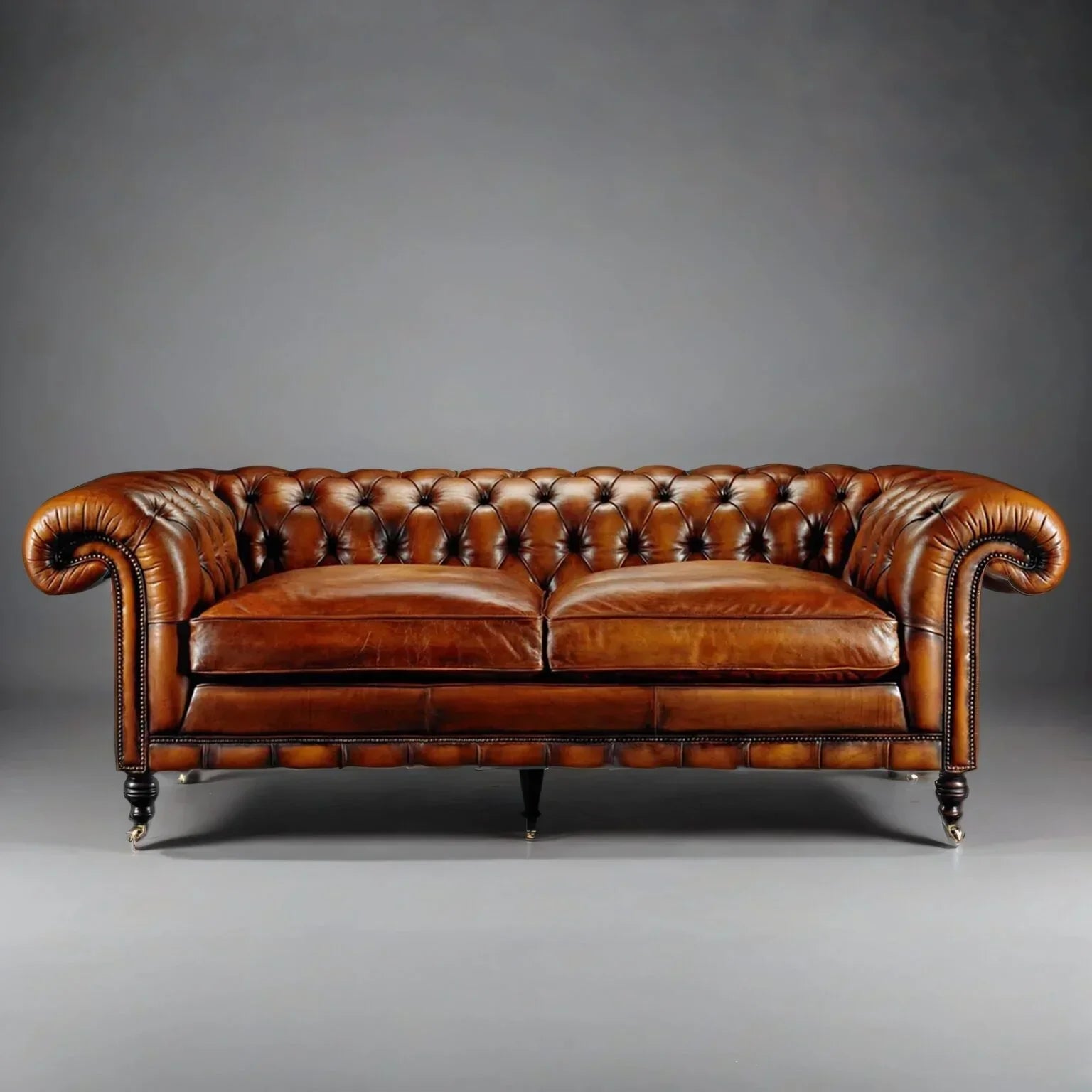Chancellor Classic Brown Leather 3-Seater Sofa – Handcrafted Comfort by J.L.HOME DECOR