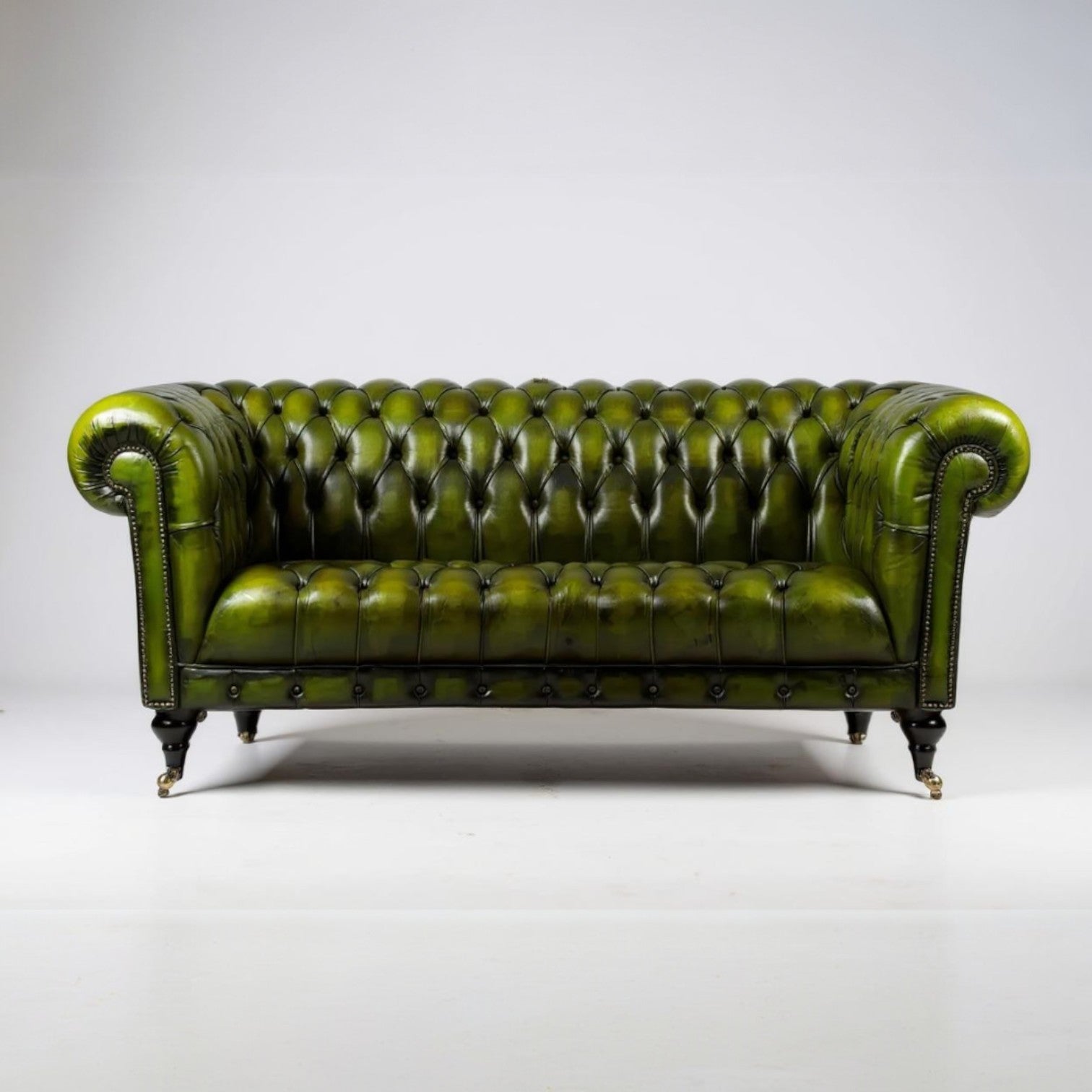 Emerald Elegance Chesterfield 3-Seater Leather Sofa – Handcrafted Comfort by J.L.HOME DECOR