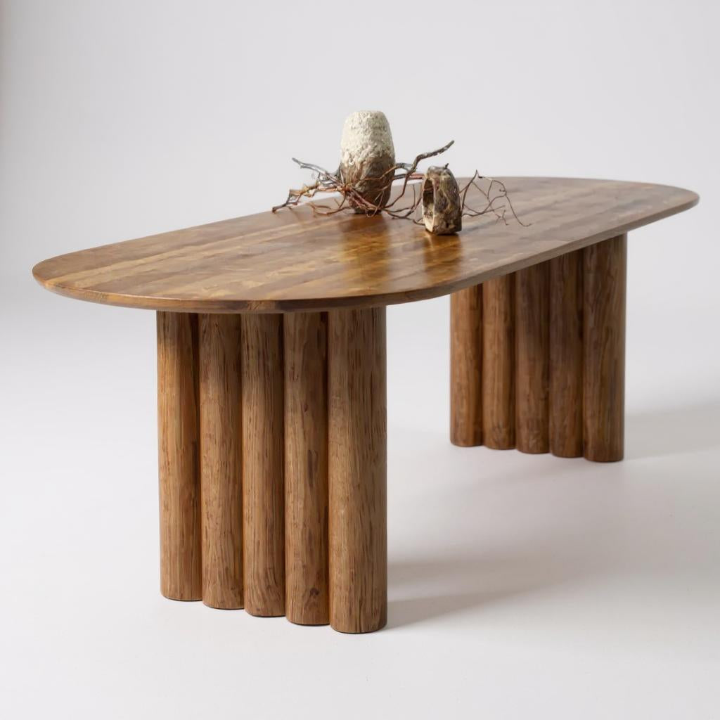 Evoque Classic Oval Solid Wood Dining Table – Brown Finish, 4-Seater by J.L.HOME DECOR