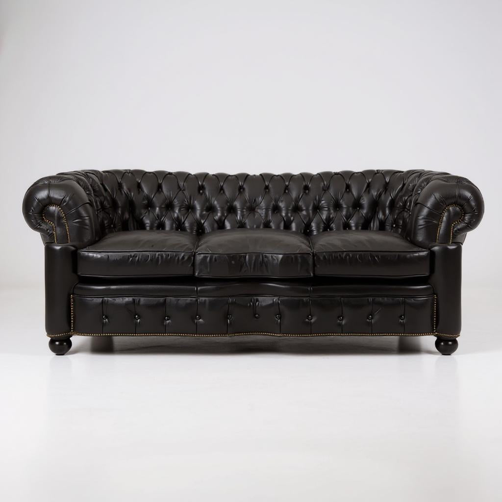 Bristol Noir Luxe Leather 3-Seater Sofa – Handcrafted Comfort by J.L.HOME DECOR