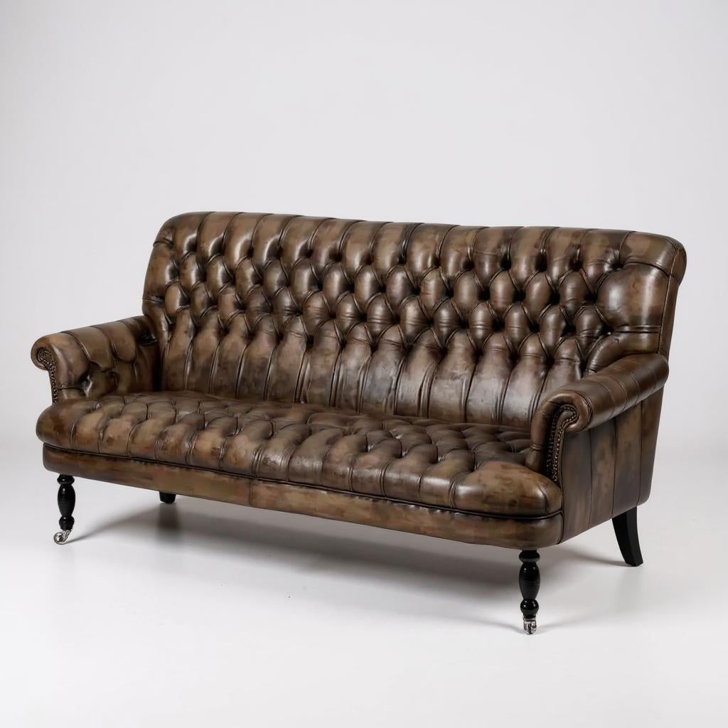 Aristo Slate Hand-Tufted Leather 3-Seater Sofa – Luxury by J.L.HOME DECOR