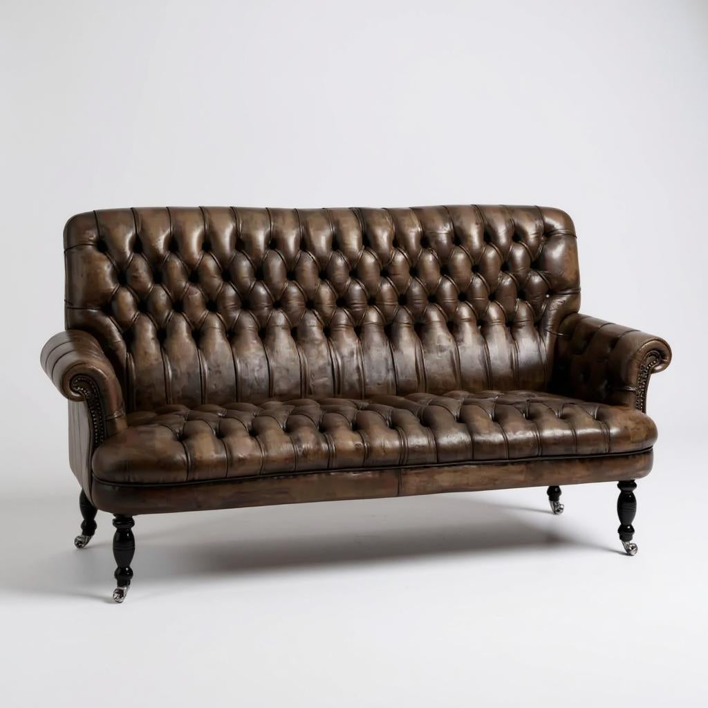 Aristo Slate Hand-Tufted Leather 3-Seater Sofa – Luxury by J.L.HOME DECOR
