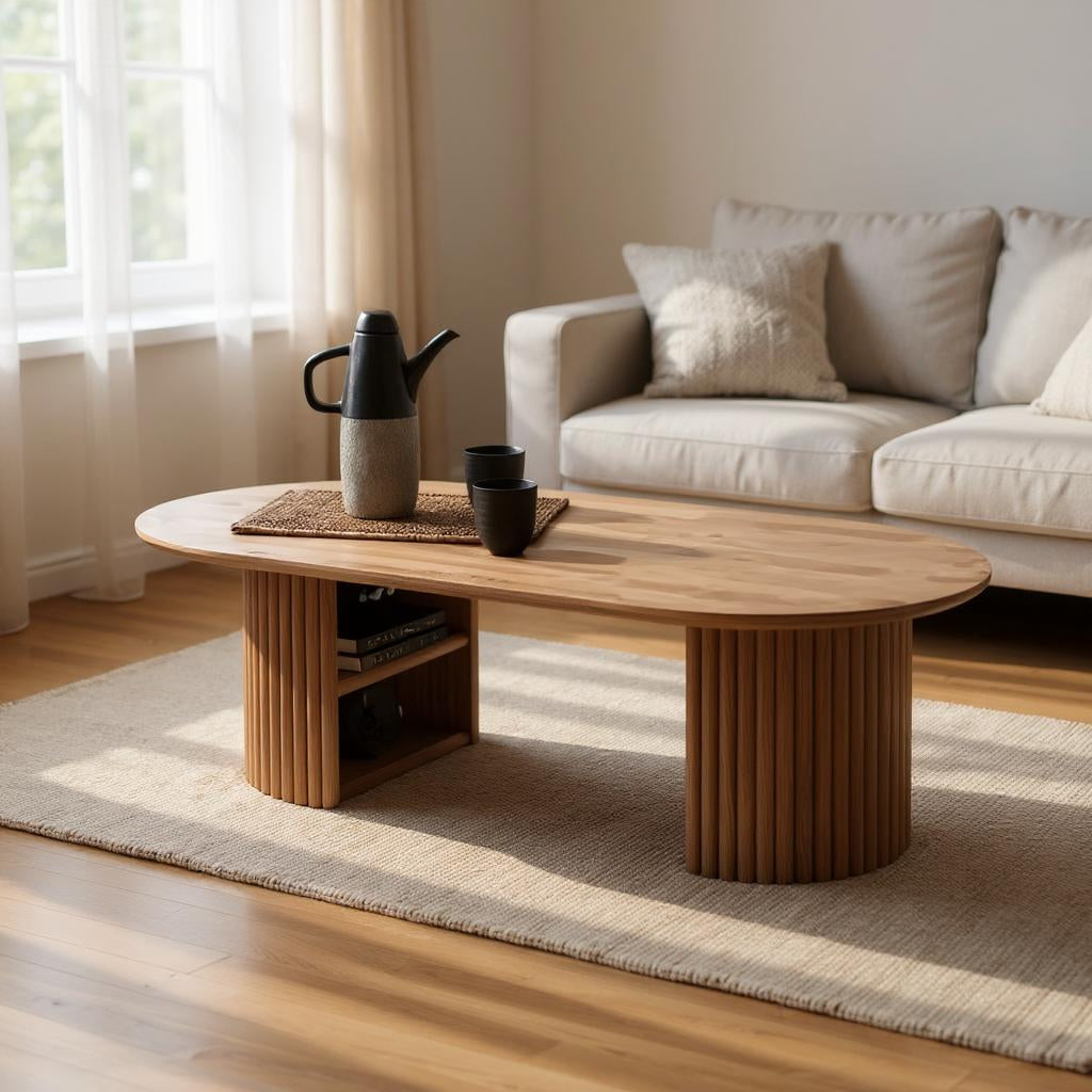Solid Mango Wood Center Table – Walnut & Honey Finish Options, Handcrafted by J.L.HOME DECOR