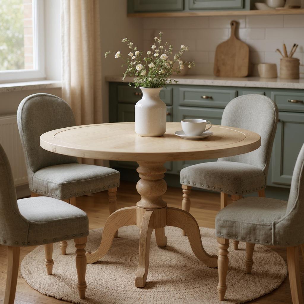 Oaklyn Crest Solid Wood 6-Seater Round Dining Table – Weathered Oak Finish by J.L.HOME DECOR