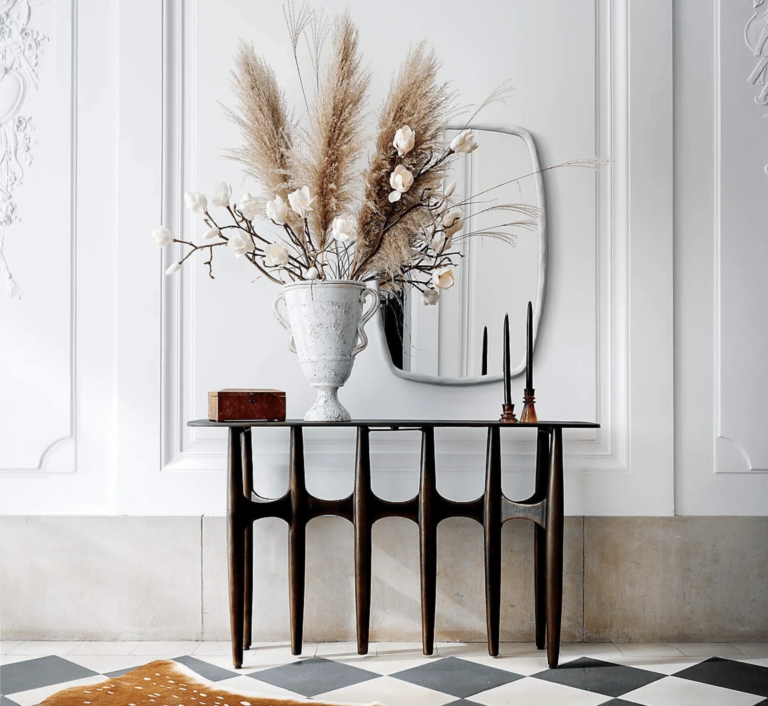 UrbanMoss Solid Mango Wood Console Table – Dark Walnut Finish, Handcrafted by J.L.HOME DECOR