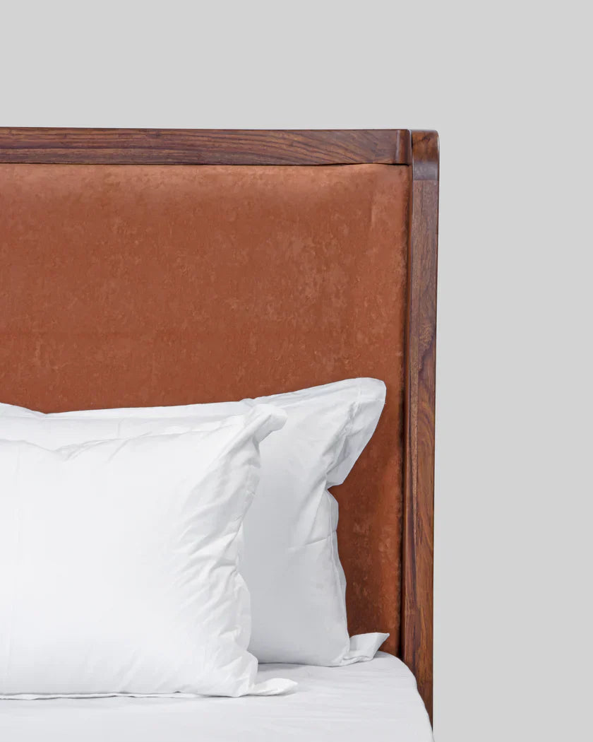 Heritage Canewood Classic Rattan Upholstered Bed – Walnut Finish,  J.L.HOME DECOR
