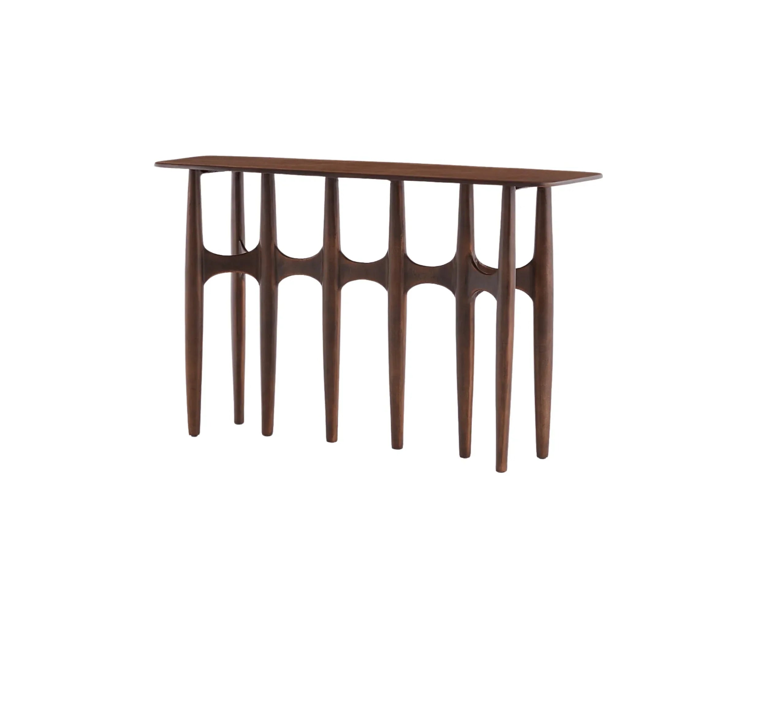 UrbanMoss Solid Mango Wood Console Table – Dark Walnut Finish, Handcrafted by J.L.HOME DECOR