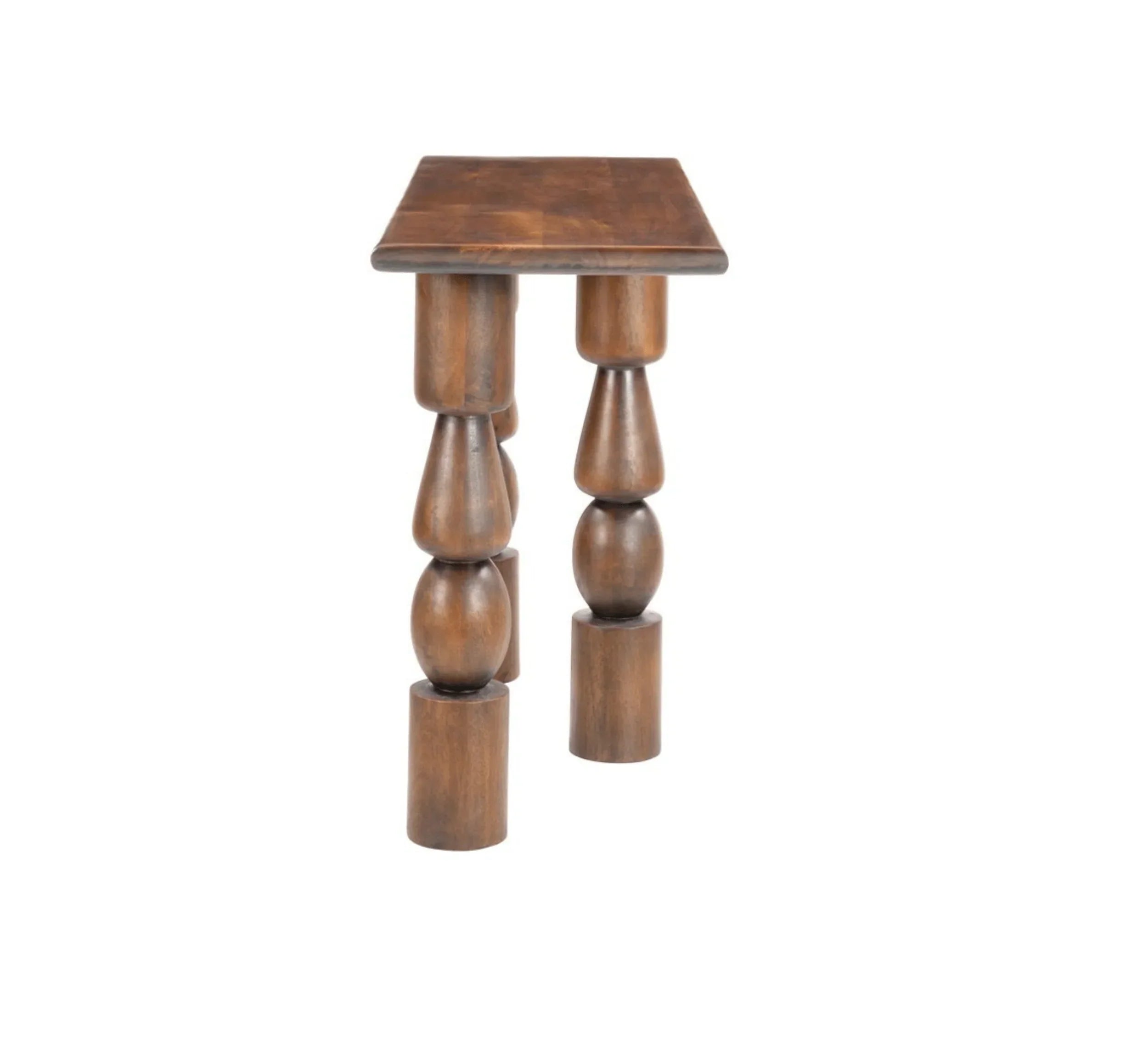 VerveLine Solid Mango Wood Console Table – Chestnut Finish, Handcrafted Entryway Accent by J.L.HOME DECOR