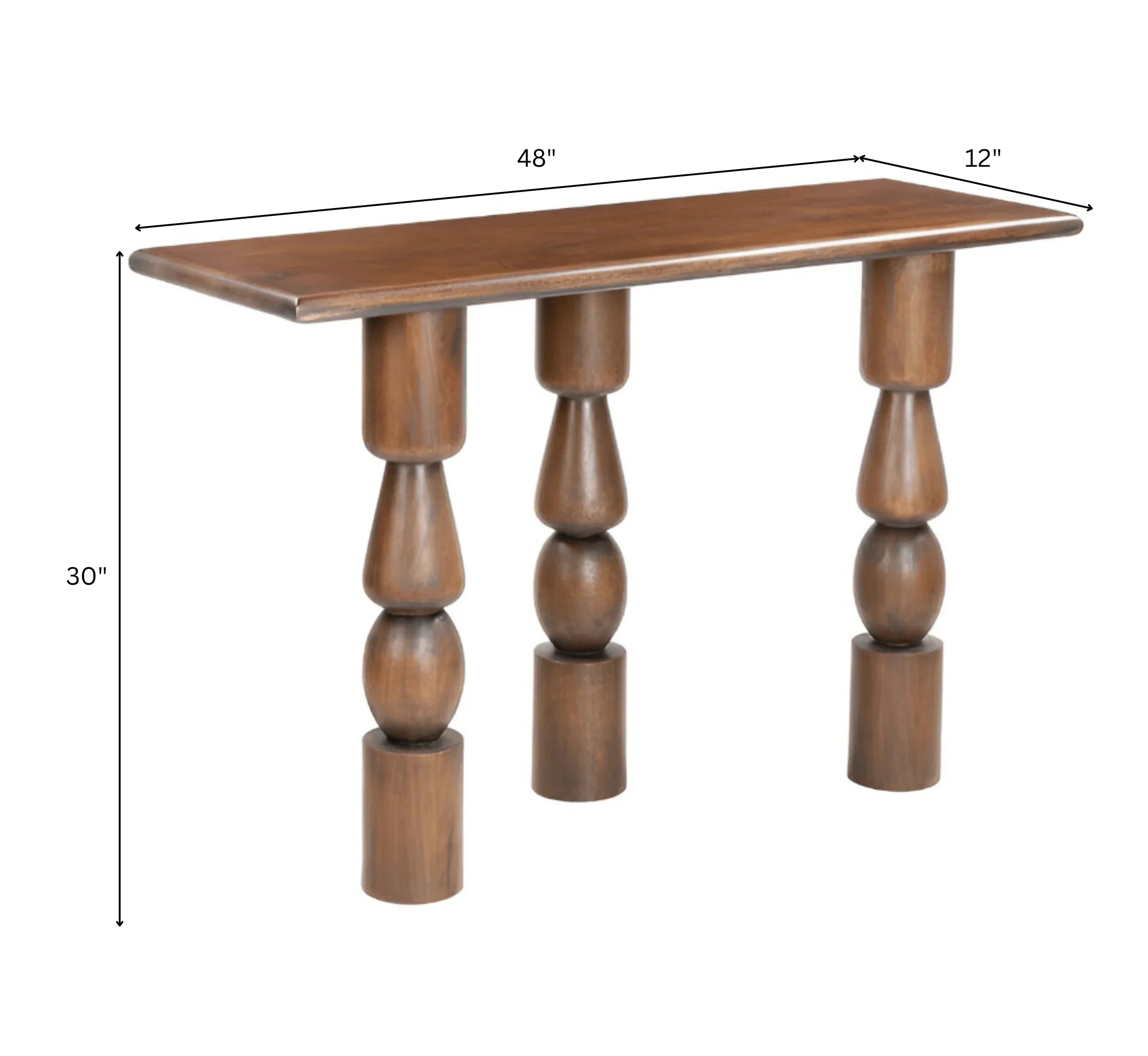 VerveLine Solid Mango Wood Console Table – Chestnut Finish, Handcrafted Entryway Accent by J.L.HOME DECOR