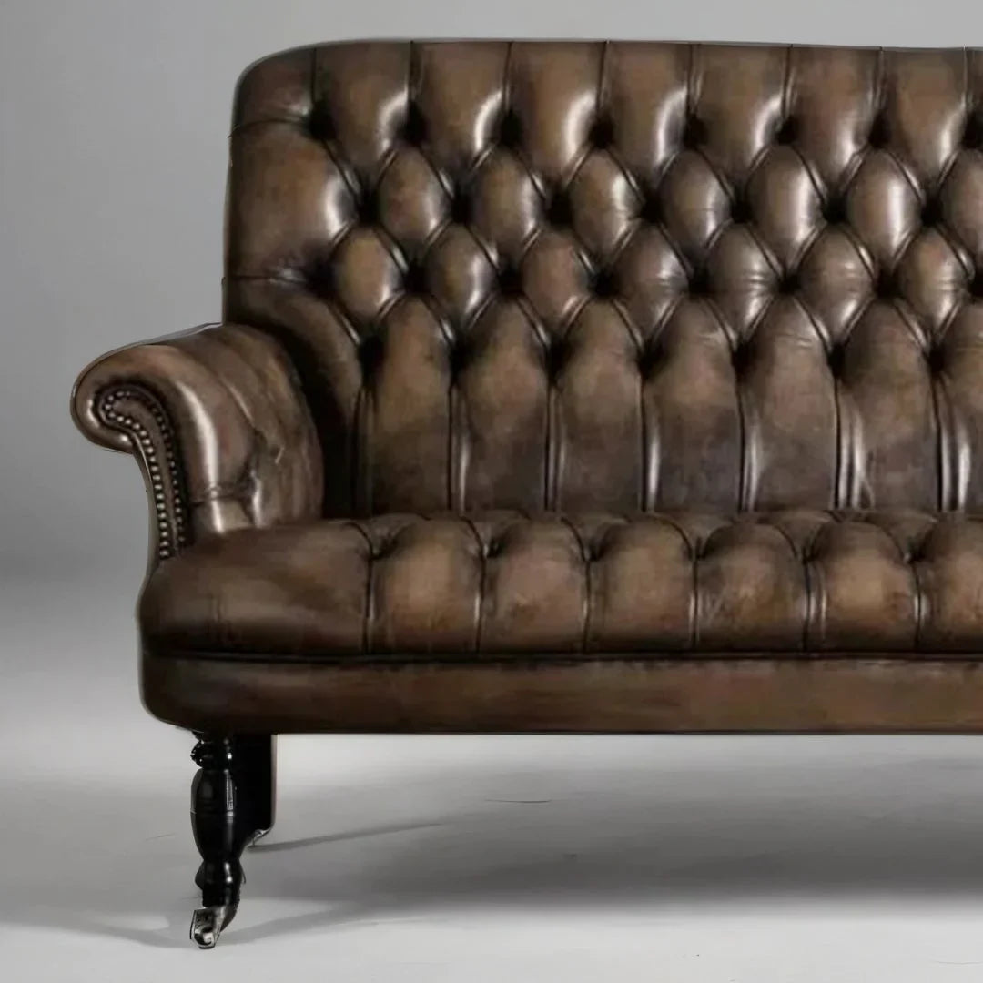Aristo Slate Hand-Tufted Leather 3-Seater Sofa – Luxury by J.L.HOME DECOR