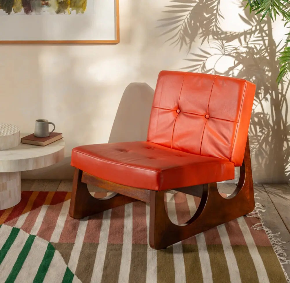 Lounge chair | Living room chair | Margot Orange Upholstered Wooden Chair | relaxing chair | comfortable chairs Chair  bedroom chairs jlhomedecor2021.myshopify.com