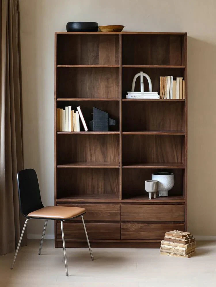 The Royal Scholar Bookcase | Handcrafted Walnut Finish Bookshelf | 120x35x200 cm