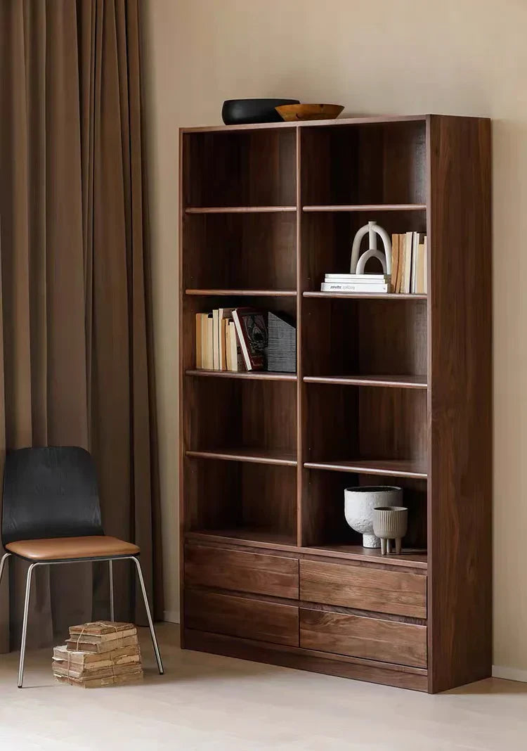 The Royal Scholar Bookcase | Handcrafted Walnut Finish Bookshelf | 120x35x200 cm