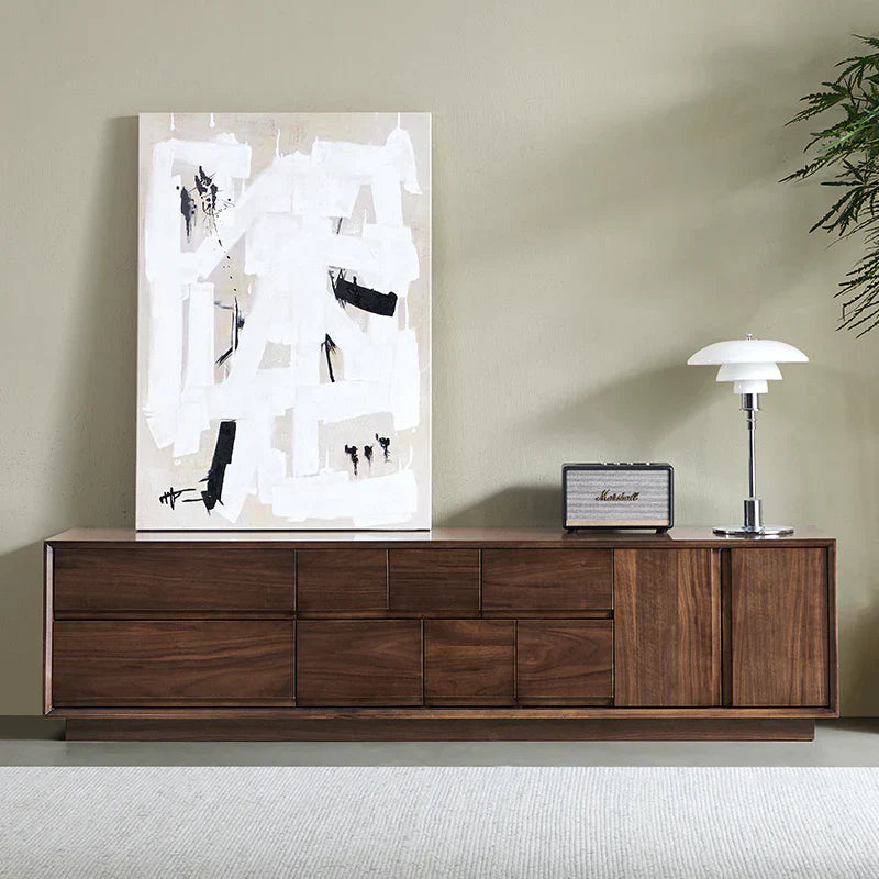 The Royal Media Retreat | Handcrafted Walnut Finish TV Stand | 2-Door 8-Drawer | Multi-Size